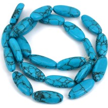 Turquoise Matrix Synthetic Flat Oval Beads 17.5mm 1 Strand - £7.96 GBP