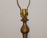 MCM Amber Glass Globe &amp; Solid Brass Hollywood Regency Table Lamp Vintage - £98.85 GBP
