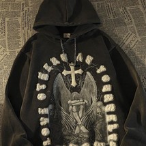 Hiphop  Neck Women Sweater Autumn Loose ins Yabi Cross Culture Print Retro Jacke - $139.88