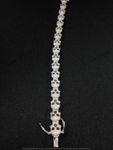 8.20 CT Coupe Ronde Imitation Diamant Crâne Bracelet 14K Plaqué or Blanc 19.1cm - £177.62 GBP