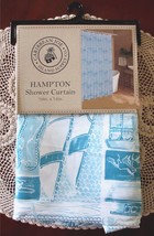 Caribbean Joe HAMPTON Aqua Blue Nautical Seashells Fabric Shower Curtain NEW - £16.87 GBP