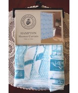 Caribbean Joe HAMPTON Aqua Blue Nautical Seashells Fabric Shower Curtain... - £16.40 GBP