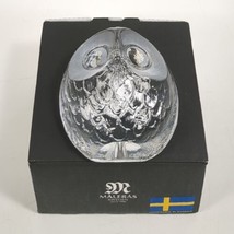 Maleras Sweden Clear Handmade Crystal Owl Figurine Paperweight 3.25”L New In Box - £18.68 GBP