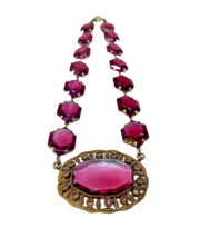 Art Deco Czech Amethyst Cut Glass Open Back NecklaceVintage Crystal - £156.33 GBP