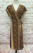 JOIE Womens Dress Bethwyn Snakeskin Print V- Neck Wrap Dress Brown Black... - $59.00