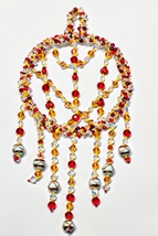 Araina Sparkles Large Lady Bug Glass Bead Suncatcher Mandala 8&quot; Wide 17&quot; Long - £101.51 GBP