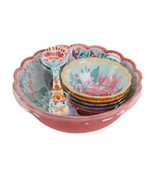 Pioneer Woman Folk Geo 7-Piece Serving Bowl Set Spoon Fork Melamine BPA ... - £24.21 GBP