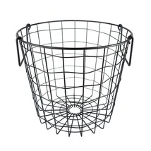 DII Metal Wire Mesh Stackable Utility Storage Bin, Small Round, 12x12x10", Black - £35.16 GBP