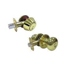 Faultless Mushroom Polished Brass Metal Entry Knob and Single Cylinder Deadbolt  - $35.76