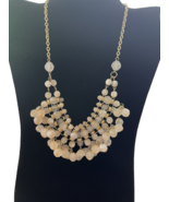 Vintage Statement Pale Pink Stone Cluster Necklace Dell Adjustable Chain - £39.20 GBP