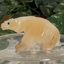 3 1/2&quot; Calcite Bear Carving Crystal Figurine Hand Carved Stone Spirit Animal VTG - £10.63 GBP