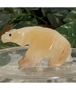 3 1/2&quot; Calcite Bear Carving Crystal Figurine Hand Carved Stone Spirit An... - £10.66 GBP