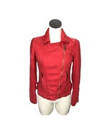 Max Jeans Moto Jacket Coat XS Red Asymmetrical Zipper 100% Tencel Womens Pockets - $25.00