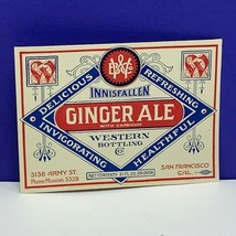 Vintage label soda pop ephemera paper Innisfallen ginger ale san francis... - £7.69 GBP