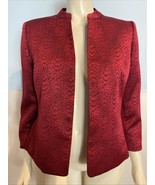 Kasper Red and Black Print 3/4 Sleeve Lined Open High Collar Jacket Size 10 - €30,29 EUR