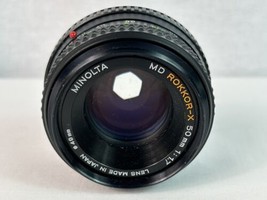 VTG Minolta MD Rokkor-X 50mm f1.7 (1:1.7) Lens &amp; Covers - Made in JAPAN ... - £59.13 GBP