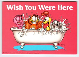 Wish You Were Here Bath Garfield Cat Postcard Jim Davis Comic Orange Tabby 1978 - $8.10