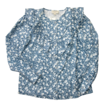 NWT Sézane Angele Shirt in Blue Bicolor Flower Print Ruffle Snap Top 34 ... - $110.00