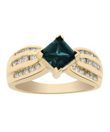 1.00 Carat Princess Cut Alexandrite And Round Cut Diamonds Ring 14K Yell... - £534.96 GBP