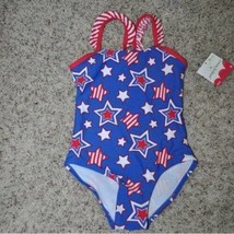Girls Swimsuit Jumping Beans 1 Pc Red White Blue 4th July Bathing Swim S... - £7.10 GBP