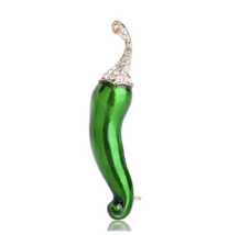 Green chilli pepper brooch gold plated celebrity broach vintage look pin ggg98 - £16.19 GBP