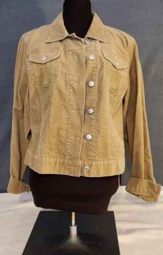 Lands End Collared 2 Pockets Tan Brown Corduroy Jacket SIZE 14-16 LP - $19.95