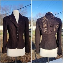 Saks Fifth Ave Signature Brown Woolen Embroidered Fitted Blazer 10 - $64.35