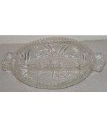 Clear glass 10.25" divided oval serving dish relish tray plate floral st... - $5.00