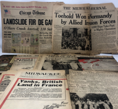 Lot of World War 2 WWII 30&#39;s 40&#39;s Newspapers Milwaukee Journal, Chicago ... - £53.16 GBP