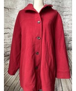 Eddie Bauer Women’s Red Hooded Wool Blend Jacket Coat Winter Size L - $39.97