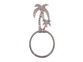 [Pack Of 2] Rustic Copper Cast Iron Palm Tree Towel Holder 9&quot; - £32.74 GBP