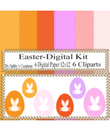 Easter Digital Kit 8i-Digtial Paper-Bunny-Egg-Gift Tag-Jewelry-T shirt-S... - $37.30 MXN