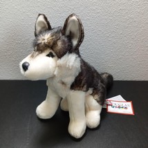 Douglas ATKA WOLF Stuffed Animal REALISTIC Black Tan Cream Huskie Plush NWT - $33.24