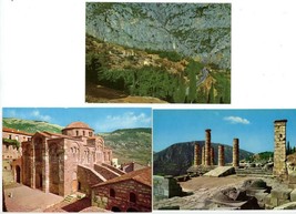 3 Postcards Greece Delphi Temple of Apollo Monastery St Luke Loucas Unposted - £3.99 GBP