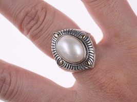 Sz6 Sterling/18k mabe pearl ring - $99.00