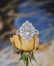  2.50Ct Marquise Cut Diamond Halo Half Eternity Wedding Ring 14k White Gold Over - £62.94 GBP