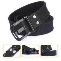 Men&#39;s Belt for Jeans Single Prong Metal Buckle Canvas Webbed Strap with ... - £15.12 GBP