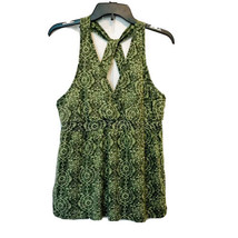 Sonoma Life + Style Womens Size L Gray &amp; Green  Morrocan Halter Racerback Top - £10.17 GBP