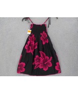 FAVANT SPAGHETTI STRAP GIRLS SUNDRESS SZ 10 BLACK DARK PINK HIBISCUS FLO... - $14.99