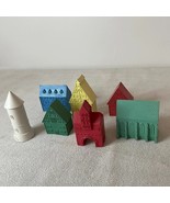 8 Vintage Toy Village Buildings Houses, Hard Rubber, Made in West German... - $57.93 CAD