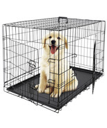 Dog Crate Dog Kennel Metal Wire Double Door Folding Pet Animal Pet Cage - £66.04 GBP