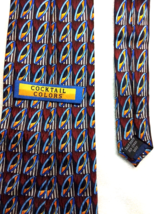 Vintage Cocktail Colors Men&#39;s TIE Silk Mosaic Abstract Print Gloss Red G... - $9.85