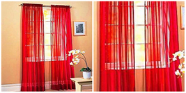 Elegance (2) Panels Curtains Drapes Set 84&quot; Long Rod Pocket Solid - Red - P02 - £25.02 GBP