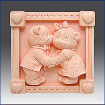 egbhouse, Teddy Bear Kiss, Detail of high relief sculpture Silicone Soap... - $25.74