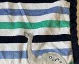 Carters Child of Mine Dinosaur Blanket Blue Green Gray White Stripe Sher... - $42.06