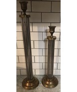 Vintage Brass Caged Top Bottom  Set Of 2  candlestick 17.5”&amp; 13.5” Made ... - €57,18 EUR