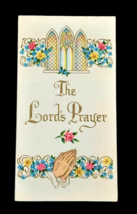 THE LORD&#39;S PRAYER Card Praying Hands Stained Glass 1950s Vintage Ephemer... - £5.33 GBP