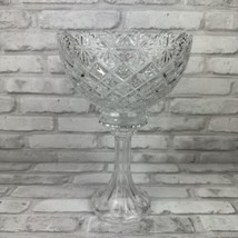 Fifth Avenue Brussels Cut Glass Trifle Compote Glass Pedestal Bowl 8”w X 11.5”h - £39.66 GBP