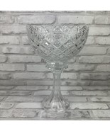 Fifth Avenue Brussels Cut Glass Trifle Compote Glass Pedestal Bowl 8”w X... - £39.78 GBP