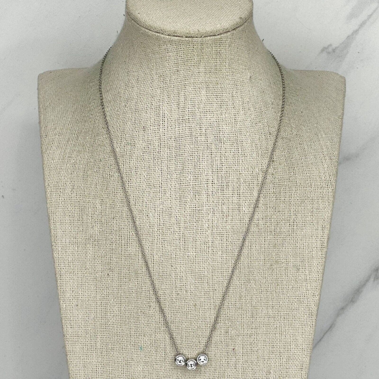 Primary image for Chico's Silver Tone 3 Rhinestone Slide Chain Link Necklace